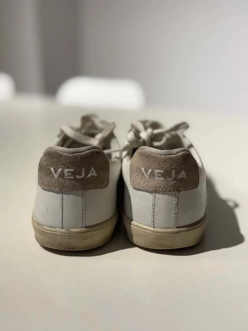 Veja Esplar Leather Sneakers in White/Taupe Suede Women's Size 6